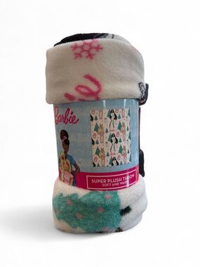 Barbie Christmas Tree Graphic Super Plush Throw Blanket (NWT)